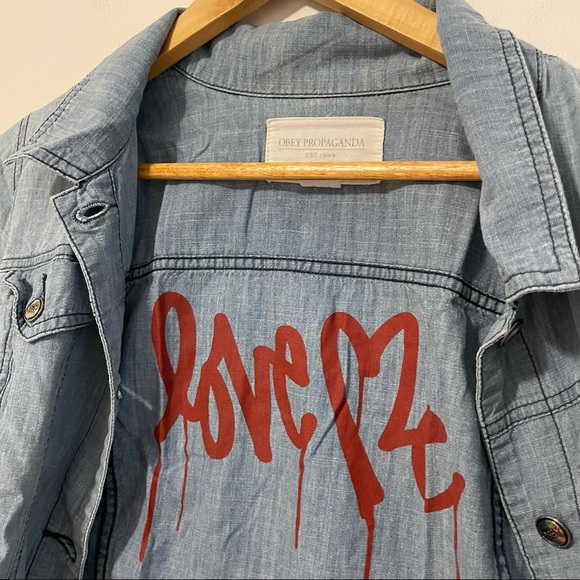Obey ‘Love Me’ Denim Style Jacket - Picture 4 of 6